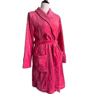 Soma Robe Women's S/M Hot Pink Embraceable Plush Fluffy Fleece Warm Cozy